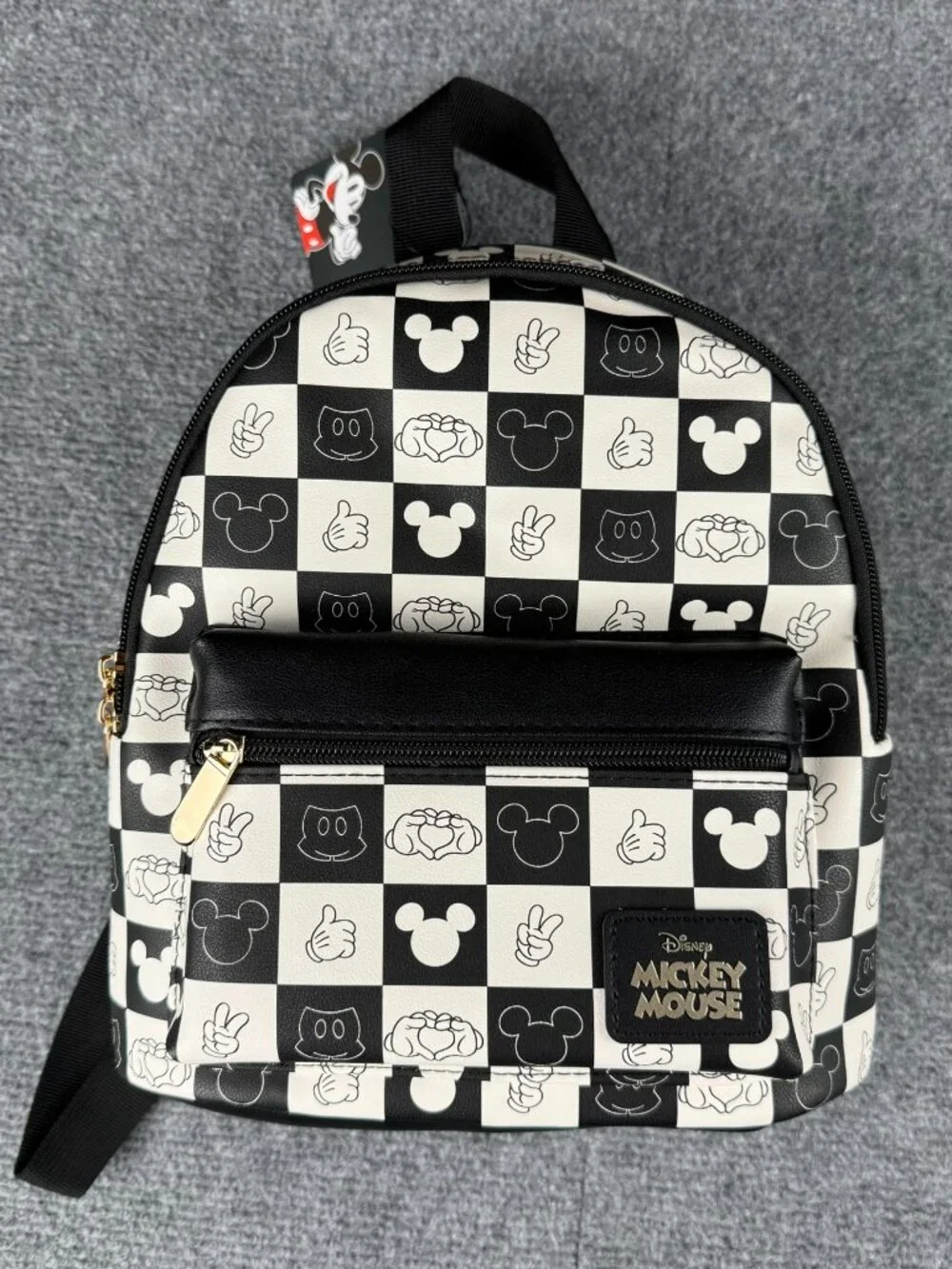 Disney Mickey Mouse Mini Backpack NWT Bioworld Black White Checkerboard  m-tnove